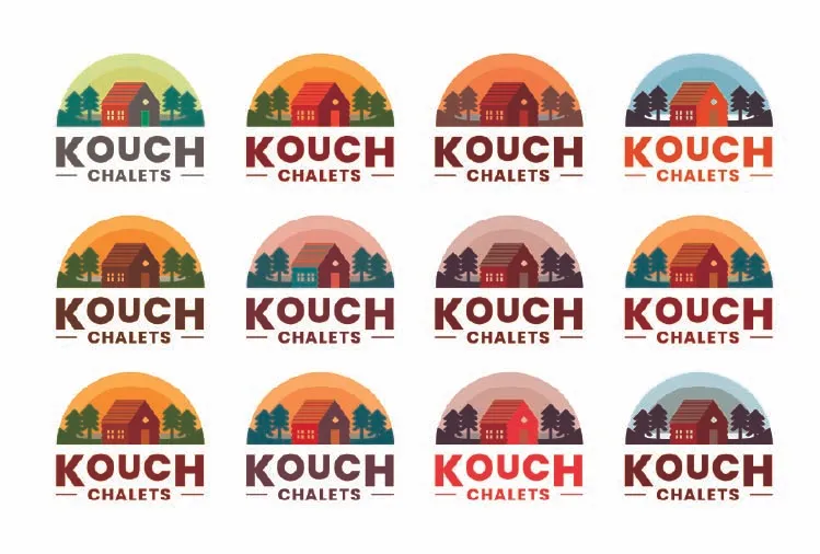 Kouch Chalets logo colour variations