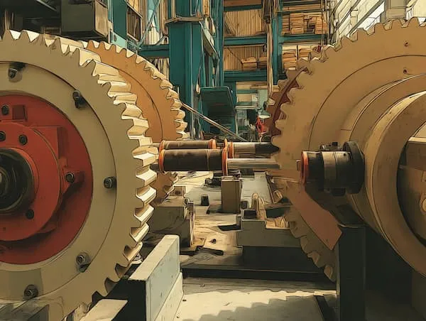The gears of a large industrial machine