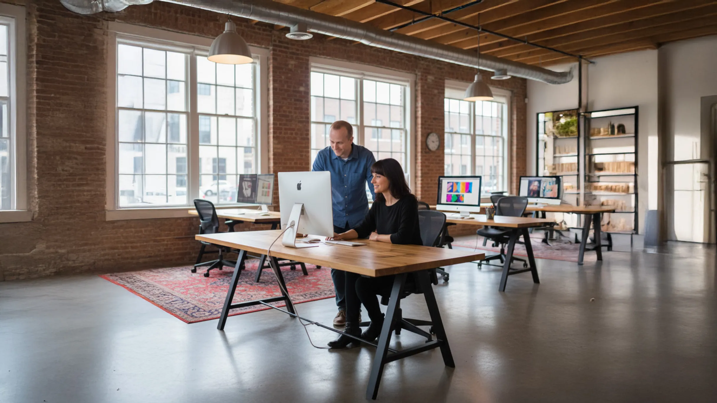 Senior partners auditing a dated website for SEO risks and conversion leaks.